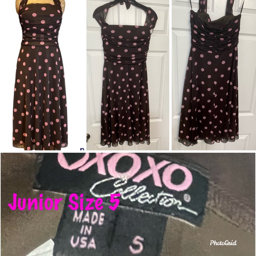 🩵XOXO - New Halter Dress - Brown and Pink Junior Size 5
